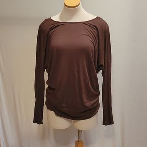 Michael Stars Brown long sleeve boat neck tee